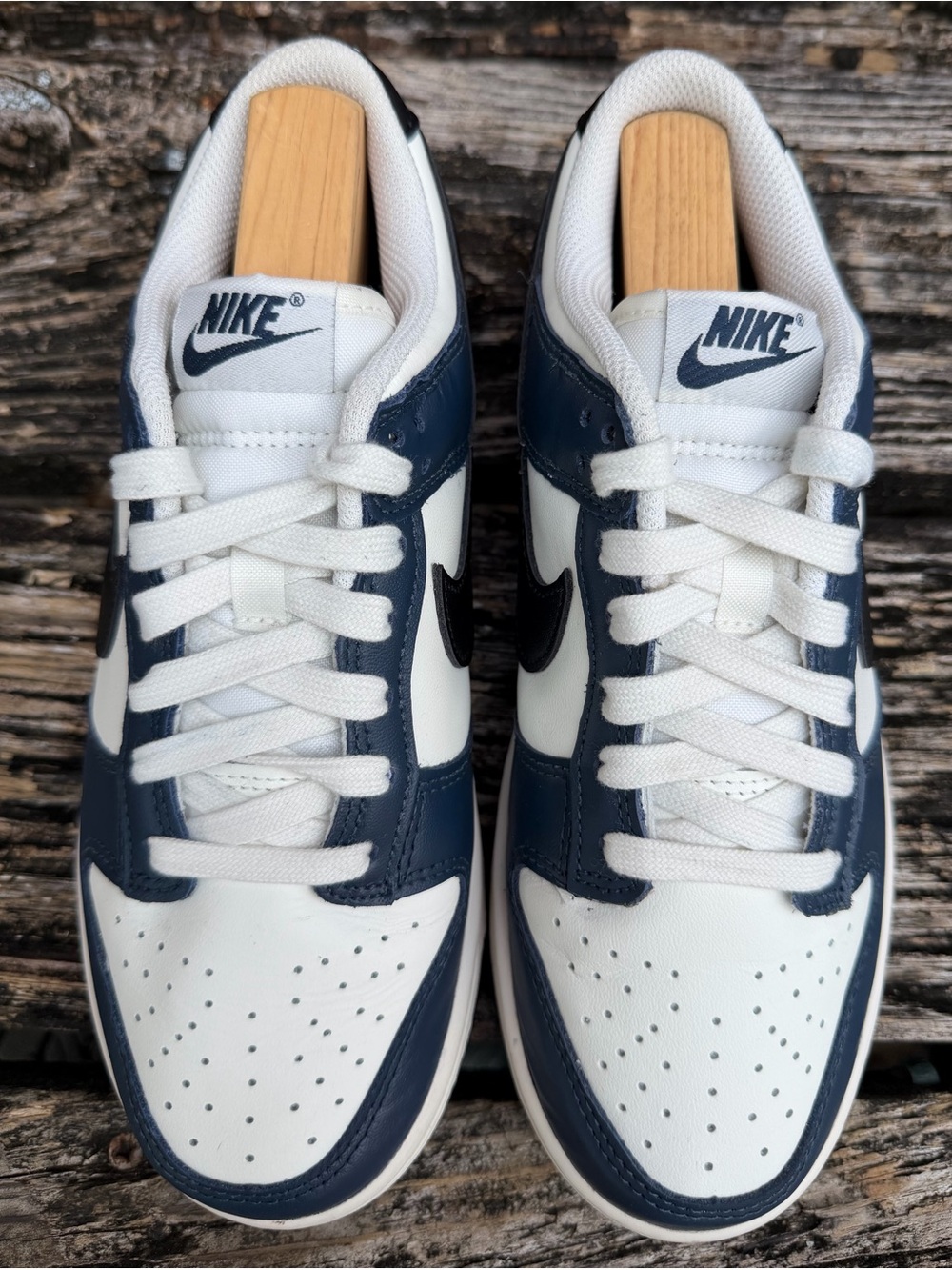 Nike Dunk Low 'Armory Navy Blue Black Sail' Women’s Sz 7 Leather Sneakers X3 - Picture 10 of 15